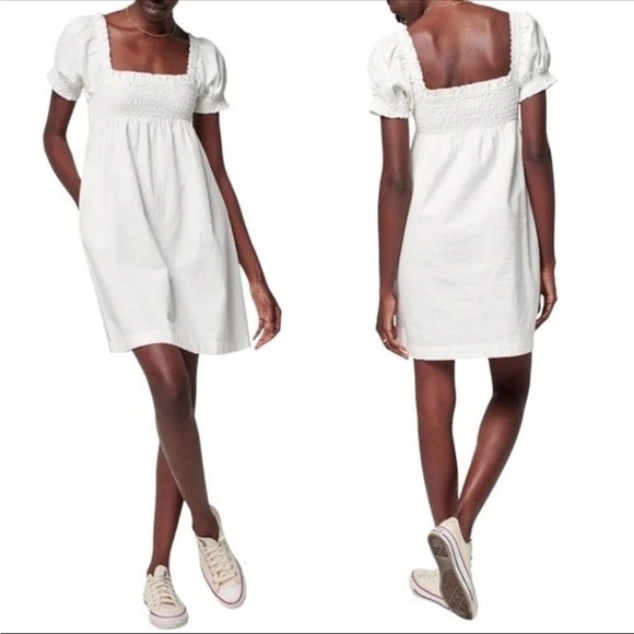 Faherty Ramona Organic Cotton Dress  Cottage Cream White Linen Look Size S - Picture 6 of 6
